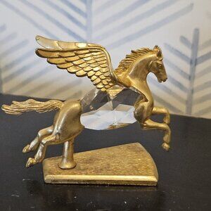 Vintage Manon 1984 Gold Tone & Clear Crystal Miniature Pegasus Figurine